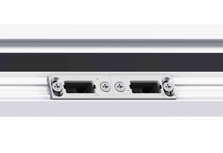 Close-up of a multi-point locking strip on a uPVC door